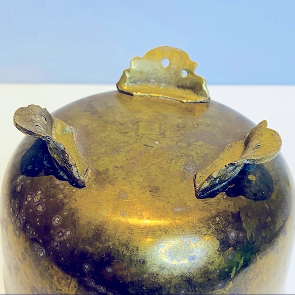 Brass Pot Planter Ornate Handles Footed Vintage - Picture 9 of 11